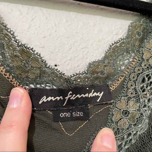 Ann Ferriday Green Sleeveless Lace Details Y2K Knit Top OS - Picture 2 of 8